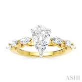 5/8 Ctw Pear Shape Marquise and Round Cut Diamond Semi-Mount Engagement Ring in 14K Yellow and White Gold